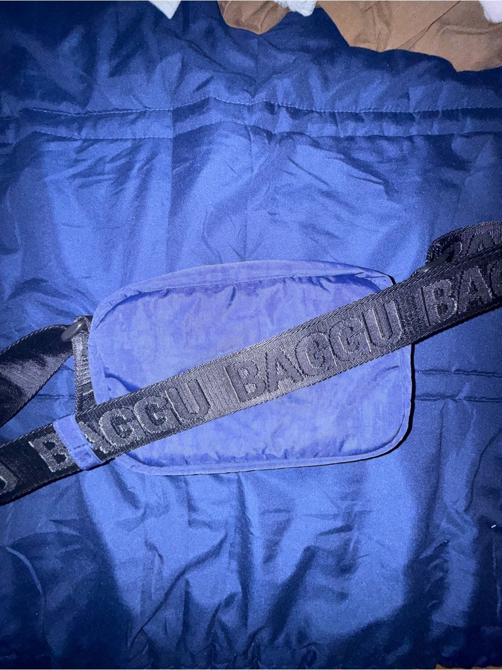 BAGGU Royal Blue Belt Bag with Logo Strap